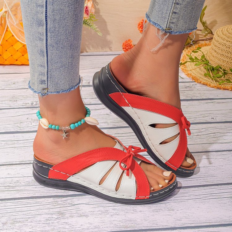 Damen Bequeme und modische Sandalen mit Schleifen-Detail EB