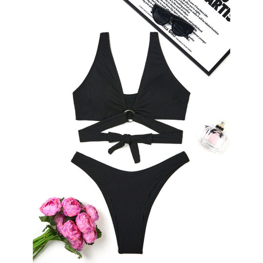 Damen Bikini-Set mit innovativem Schnitt und anpassbarem Knotendetail EB