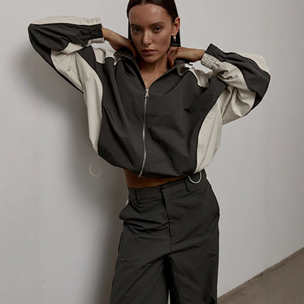Damen nan sportive Oversize-Trackjacke mit hohem Stehkragen und Raglanärmeln EB