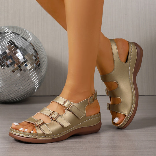 Damen Komfortable geschlossene Sandalen mit verstellbaren Schnallen EB