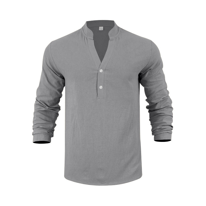Herren Langarm-Henley-Shirt mit bequemen Knöpfen und lässigem Schnitt EB