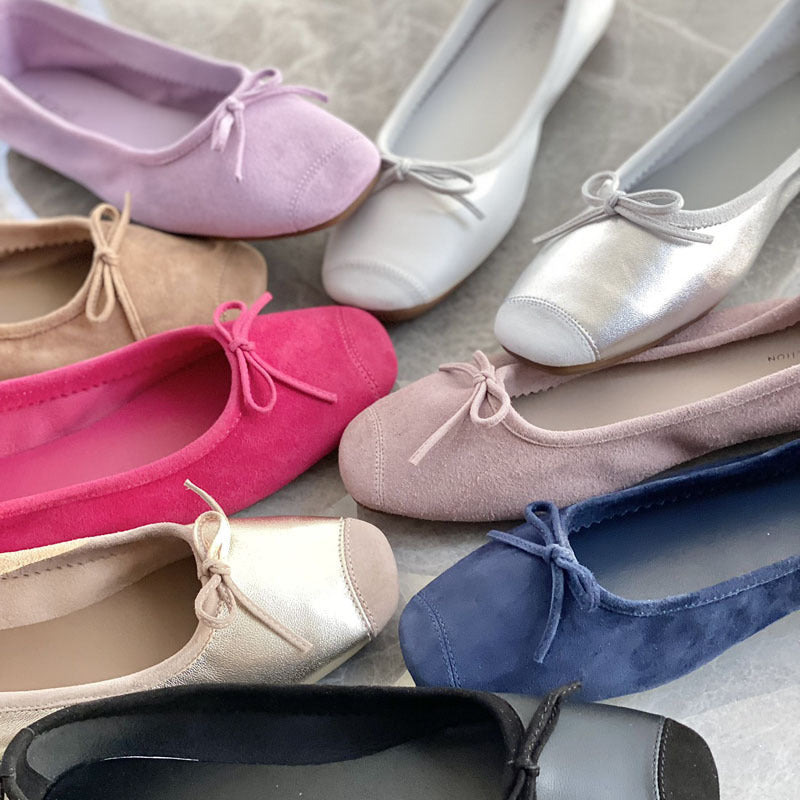 Damen Flache Ballerinas mit zierlichem Schleifenakzent EB