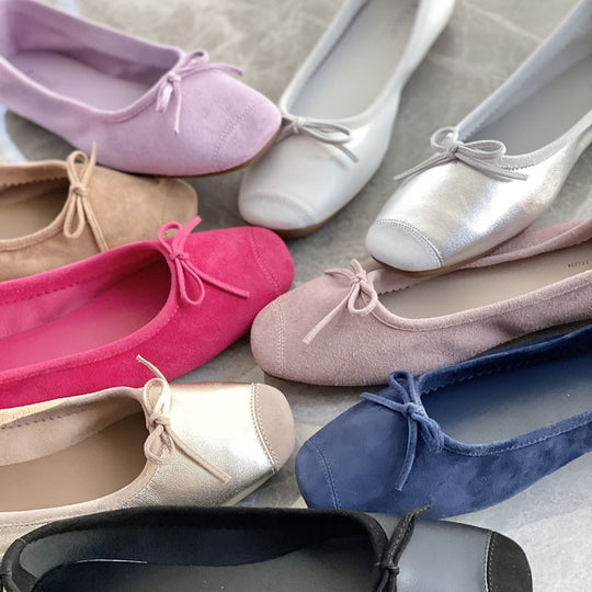 Damen Flache Ballerinas mit zierlichem Schleifenakzent EB