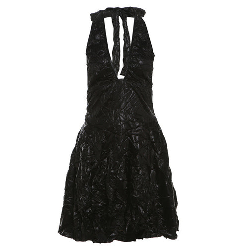 Damen Verspieltes Neckholder Minikleid mit Faltenwurf EB
