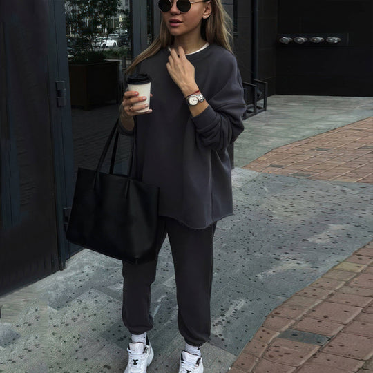 Damen kuscheliges oversized Sweatshirt und Jogginghose Set aus French Terry EB