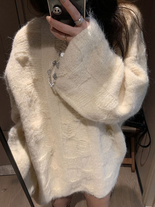 Damen Oversized Strickpullover im lässigen Pullover-Stil EB