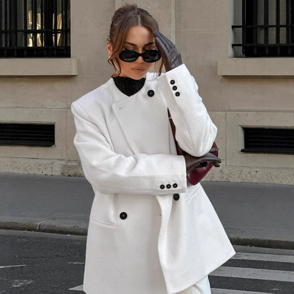 Damen Trendiger Oversized Blazer mit doppelter Knopfleiste EB