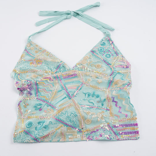 Damen Glamouröses Top mit eleganten Pailletten-Details EB