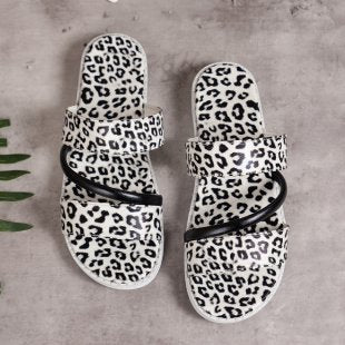 Damen modische Flauscher Slides mit Leoprint EB