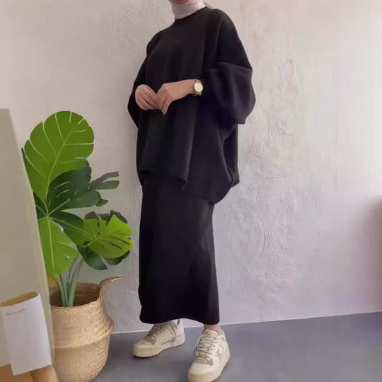 Damen Lässiges Sweat-Set mit weitem Schnitt und bequemen Taschen EB