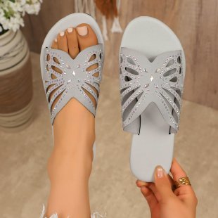 Damen Elegante Riemchen-Sandalen mit floralem Cut-Out-Design EB