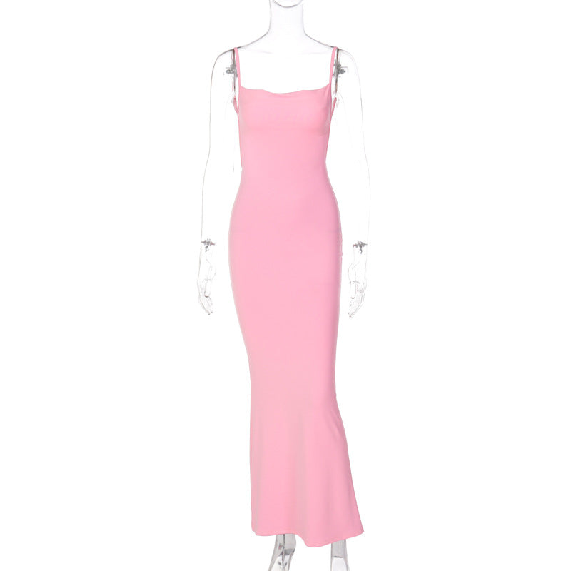 Damen Figurbetontes Langkleid mit schmalen Spaghetti-Trägern EB