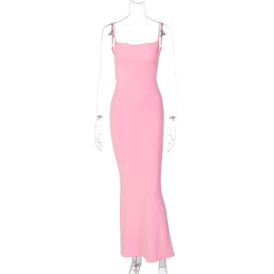 Damen Figurbetontes Langkleid mit schmalen Spaghetti-Trägern EB