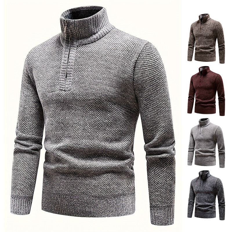 Herren Thermo-Strickpullover mit Stehkragen und Halbzip EB