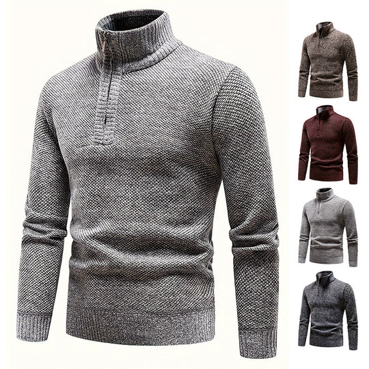 Herren Thermo-Strickpullover mit Stehkragen und Halbzip EB