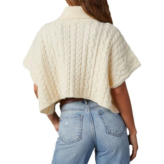 Damen Moderner Strickpullover mit hohem Kragen EB