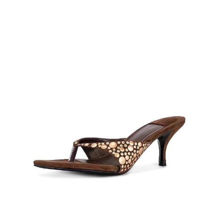 Damen elegante Zehentrenner mit modischem Schmuckdetail EB