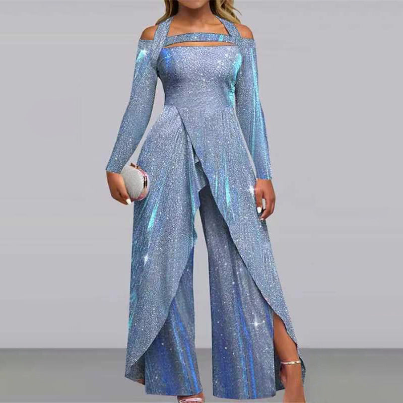Damen Glamouröses Funktionsjumpsuit mit schimmerndem Effekt und elegantem Design EB