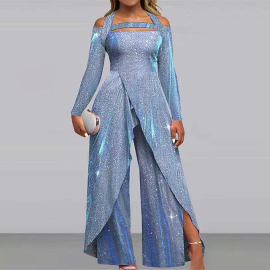 Damen Glamouröses Funktionsjumpsuit mit schimmerndem Effekt und elegantem Design EB
