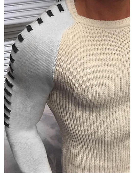 Herren stylischer Feinstrickpullover mit modischen Kontraststreifen EB