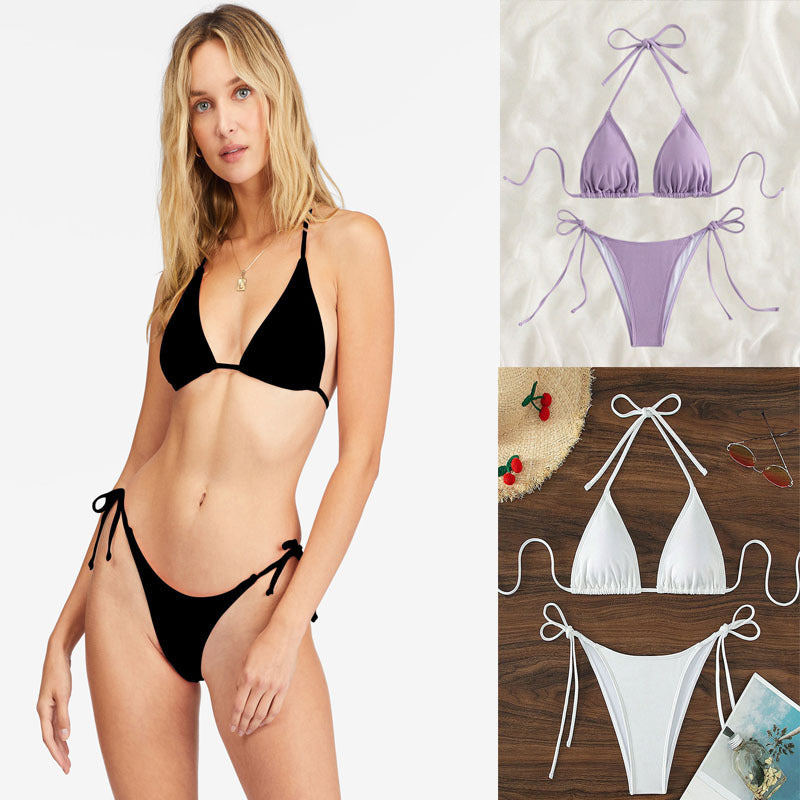 Damen Triangel-Bikini mit verstellbaren Bindebändern EB