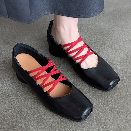 Damen Schuhe mit ausgefallenem Schnürdesign und eleganter Absatzhöhe EB