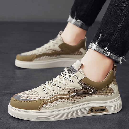 Herren atmungsaktive Wabenmesh-Street-Sneaker mit PU-Overlays, verstärkter Zehenkappe und profiliertem Gummirand EB