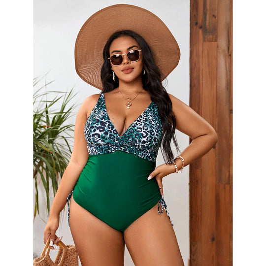 Damen Einteiler Badeanzug mit animalischem Print und figurformendem Design EB