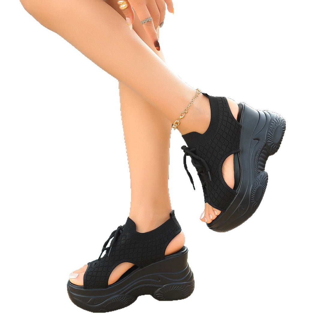 Damen Plateau-Sandalen mit atmungsaktivem Obermaterial und modischem Design EB