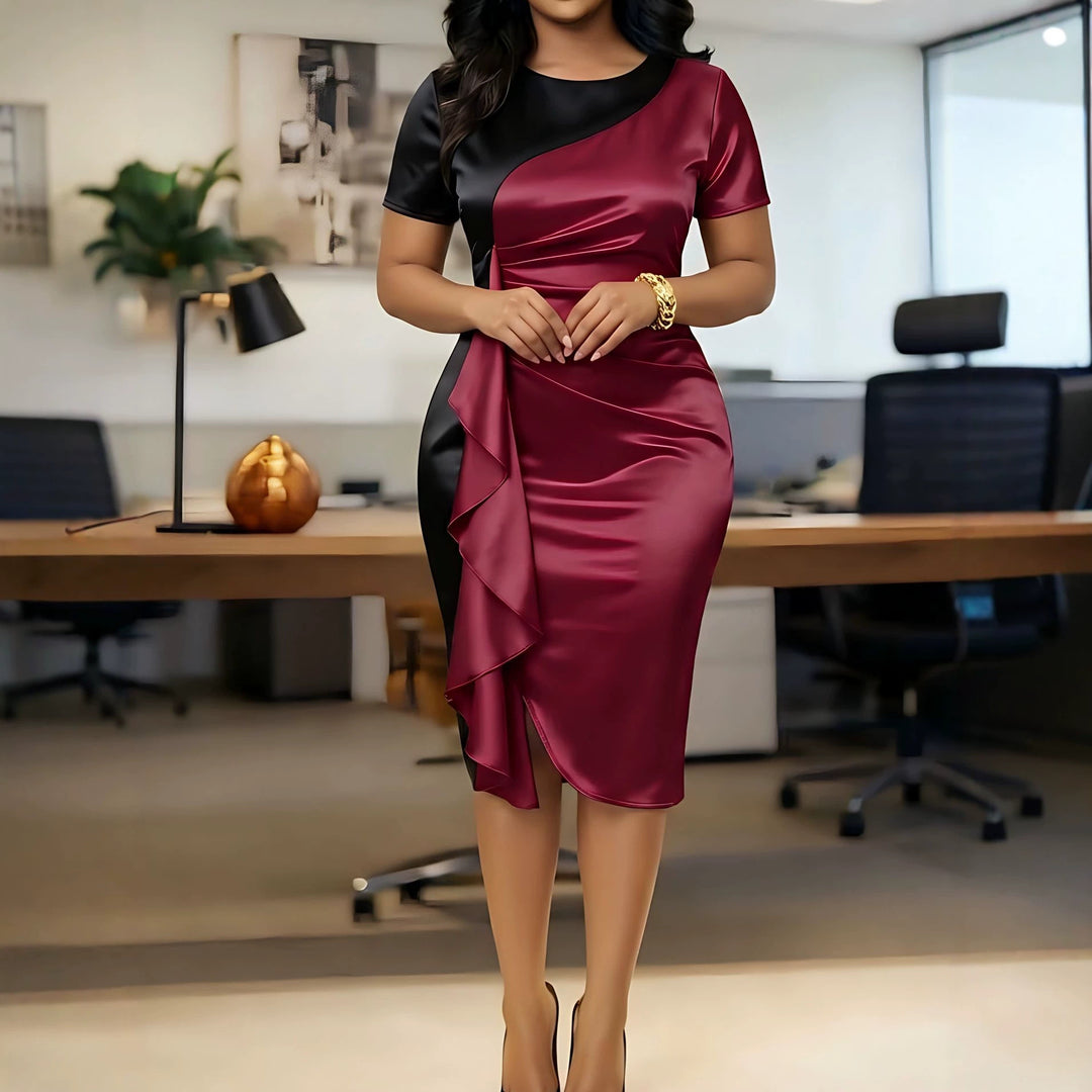 Damen Glamouröses Wickelkleid mit asymmetrischer Drapierung EB
