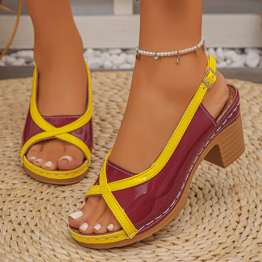 Damen Slingback-Sandalen mit hohem Absatz und modischem Farbakzent EB
