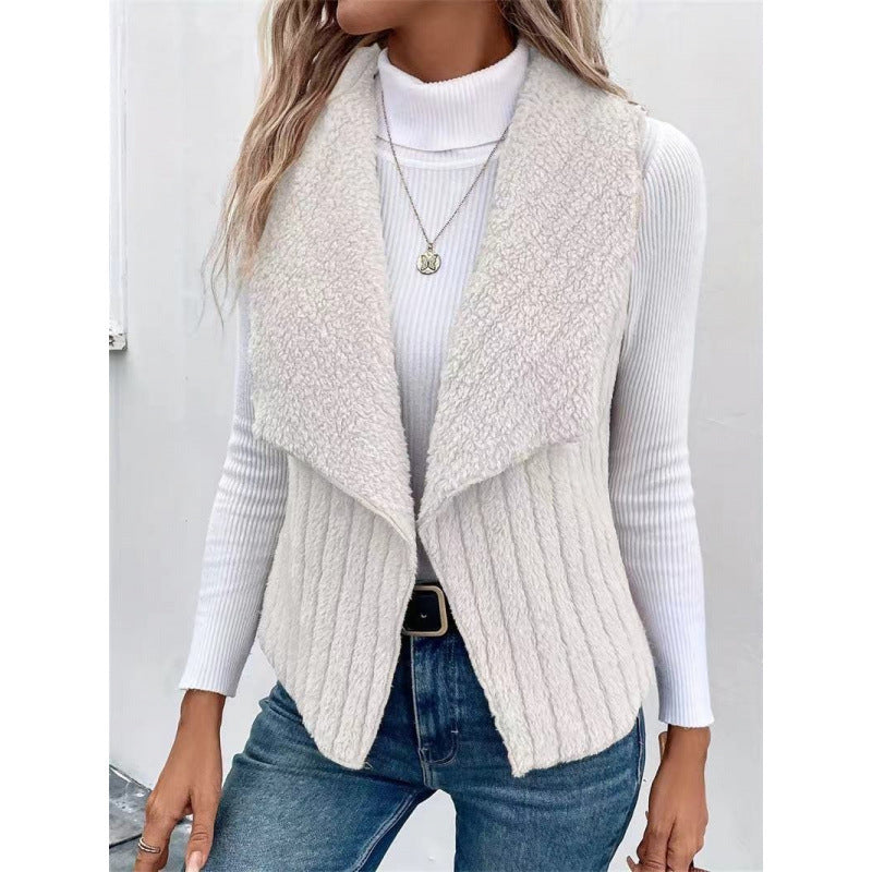 Damen Kuschelige Weste mit asymmetrischem Schnitt und hohem Kragen EB