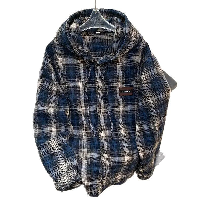 Damen Karo-Hemdjacke mit Kapuze EB