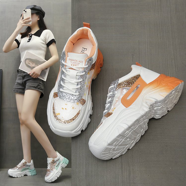 Damen Chunky Sneakers mit Glitzerdetails und ergonomischer Sohle EB