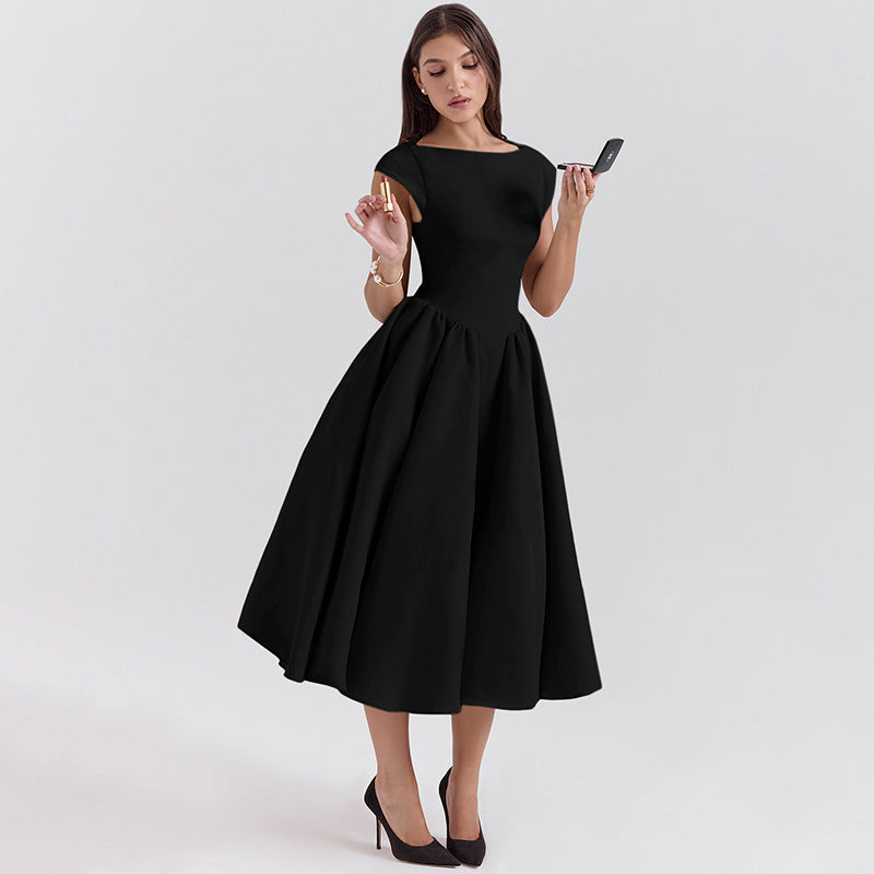 Damen Midi-Kleid mit elegantem A-Linien-Schnitt und raffinierten Falten EB