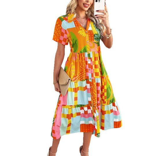 Damen Maxi-Kleid mit floralem Design und knackigem Schnitt EB