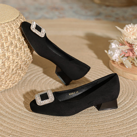 Damen Ballerina mit eleganter Strassschnalle EB