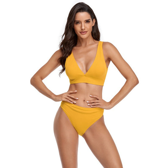Damen Bikini-Set mit sportlichem V-Ausschnitt und hohem Taillenslip EB