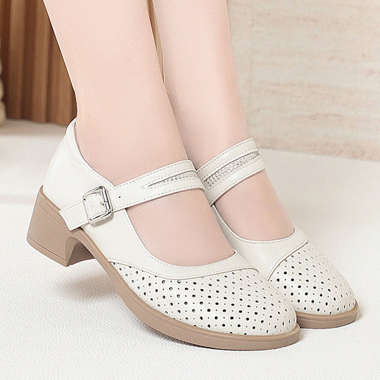 Damen Mary Jane Komfort Schuhe mit atmungsaktiver Oberflächengestaltung und elegantem Riemchen EB