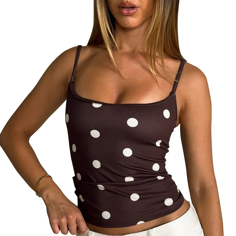 Damen Spaghetti-Top mit Polka-Dots und figurformendem Schnitt EB