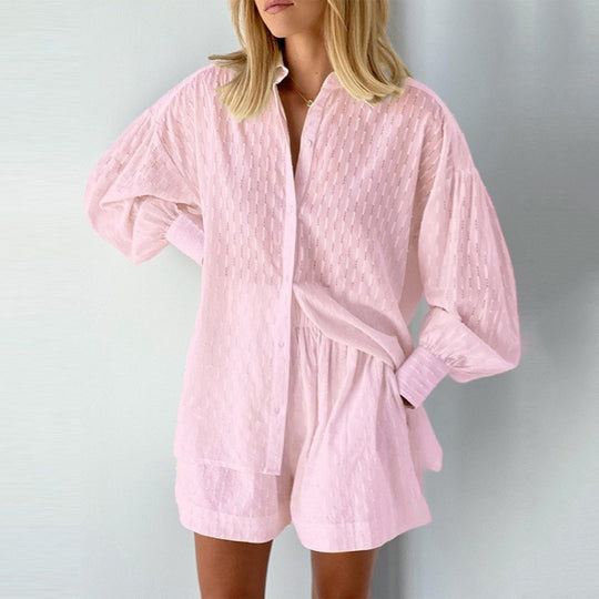 Damen Lässiges Oberteil und Shorts Set mit luftiger Passform EB