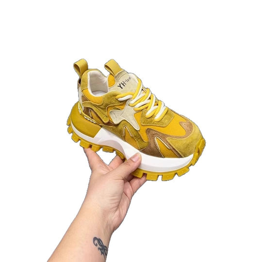 Damen Chunky Sneakers mit ausgeprägter Profilsohle und atmungsaktiver Oberflächenstruktur EB