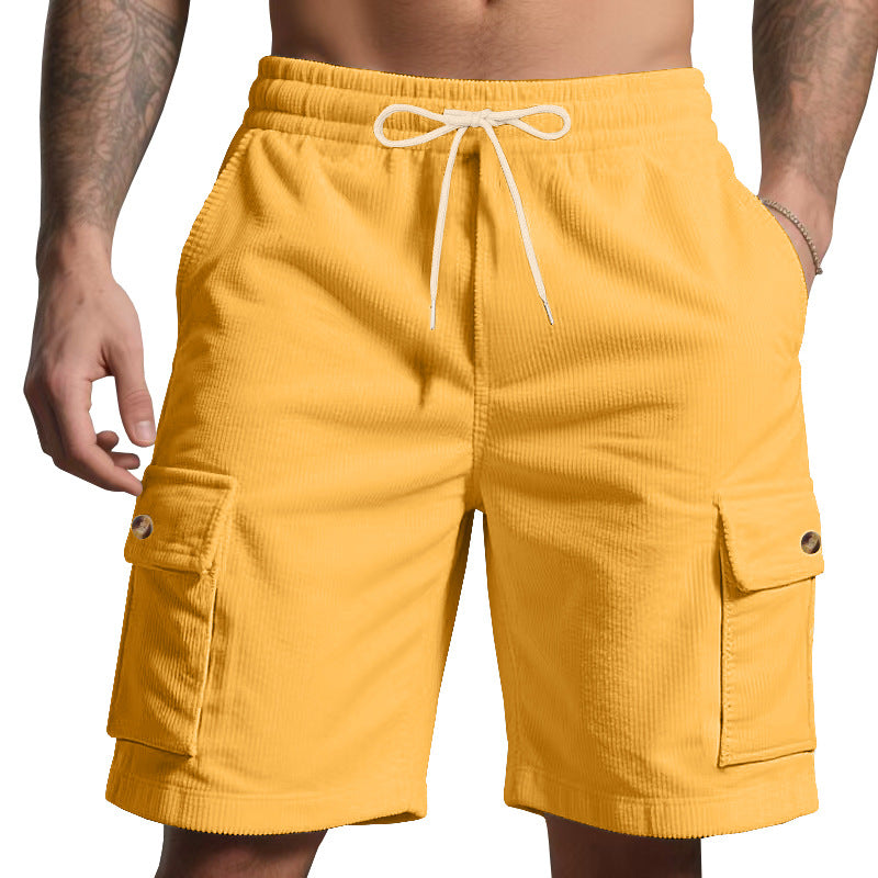 Herren nan Cord-Cargo-Shorts mit elastischem Tunnelzugbund, aufgesetzten Cargotaschen und weichem Baumwollmix EB