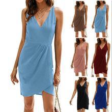 Damen Elegantes Wickel-Minikleid EB