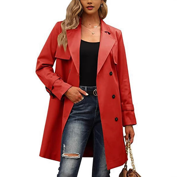 Damen Eleganter Trenchcoat mit doppelter Knopfleiste und schickem Kragen EB