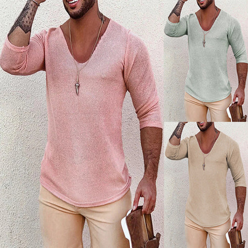 Herren V-Ausschnitt Shirt mit innovativem Strukturdesign EB