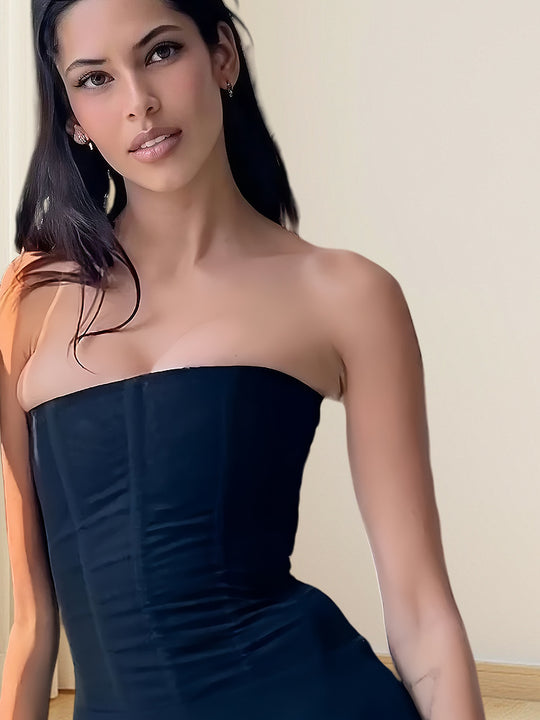 Damen Figurnahes Top mit Raffungen und Trägerdesign EB