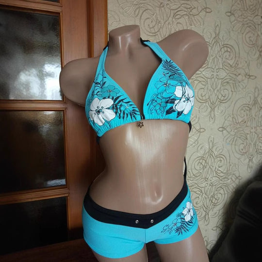 Damen-Bikini-Set mit floralem Design und verstellbaren Trägern EB