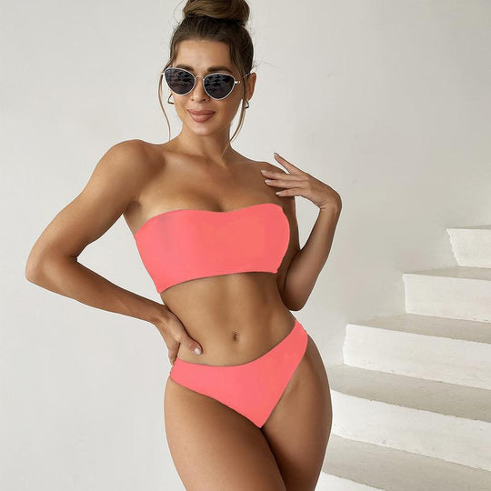 Damen Bandeau-Bikini mit modischem Schnitt und tailliertem Unterteil EB