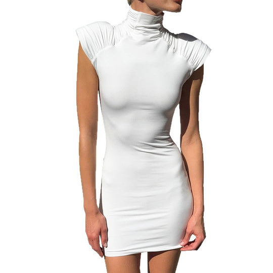 Damen Elegantes Minikleid mit hohem Kragen und raffinierten Rüschendetails EB